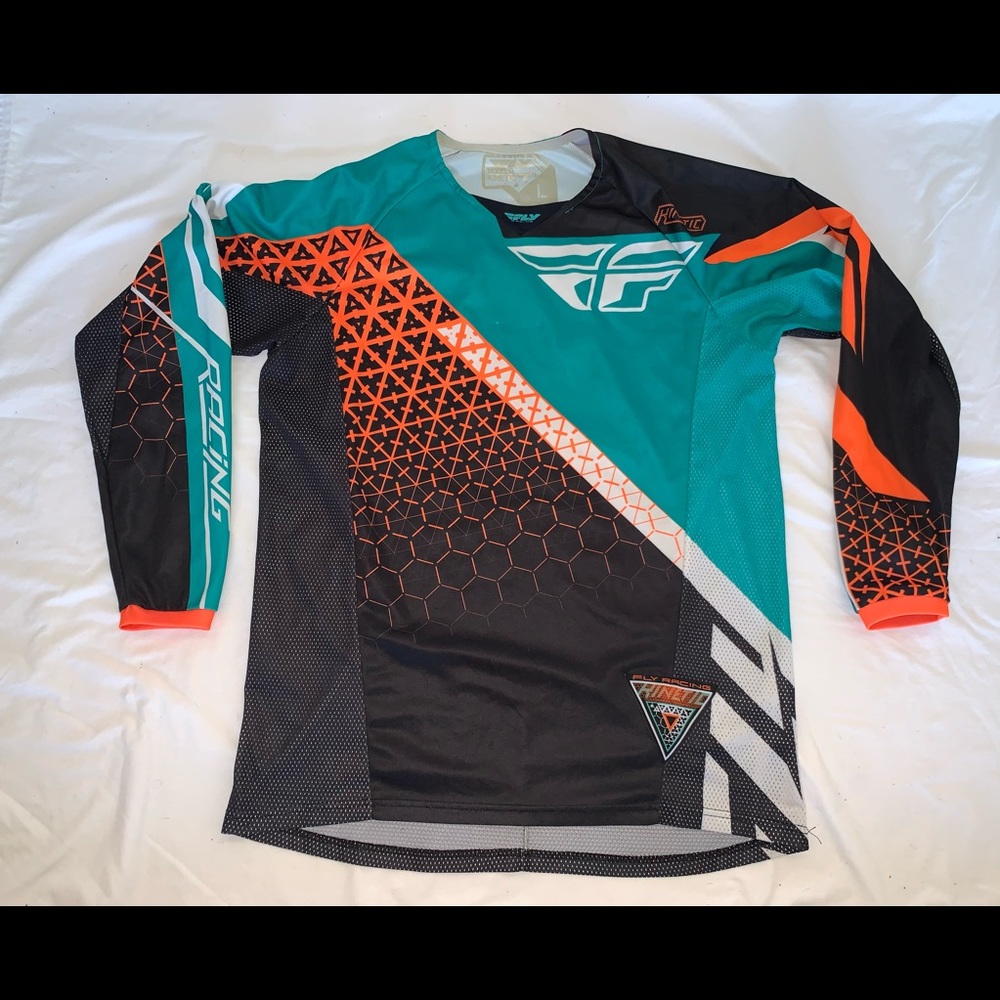 Fly Racing Kinetic Black Orange Teal Jersey